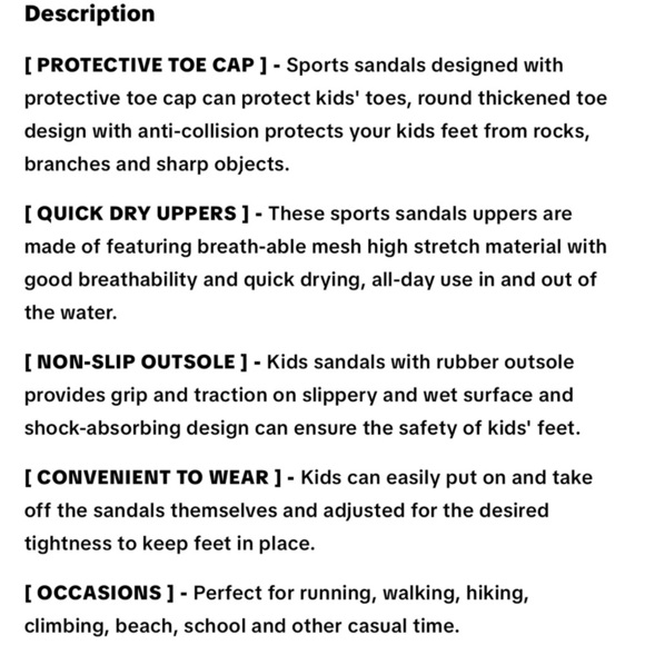 🆕 Kids Summer Waterproof Outdoor Sandals Size 1.5 - Picture 12 of 12